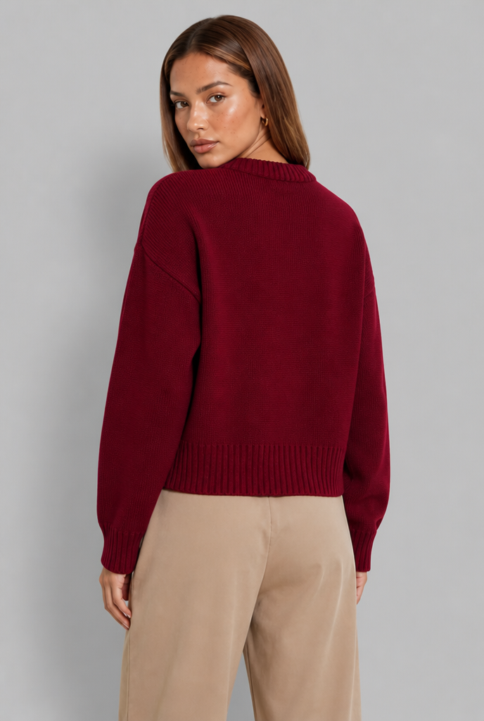 Maglione Donna Oversize Girocollo Boxy Spalle Scese