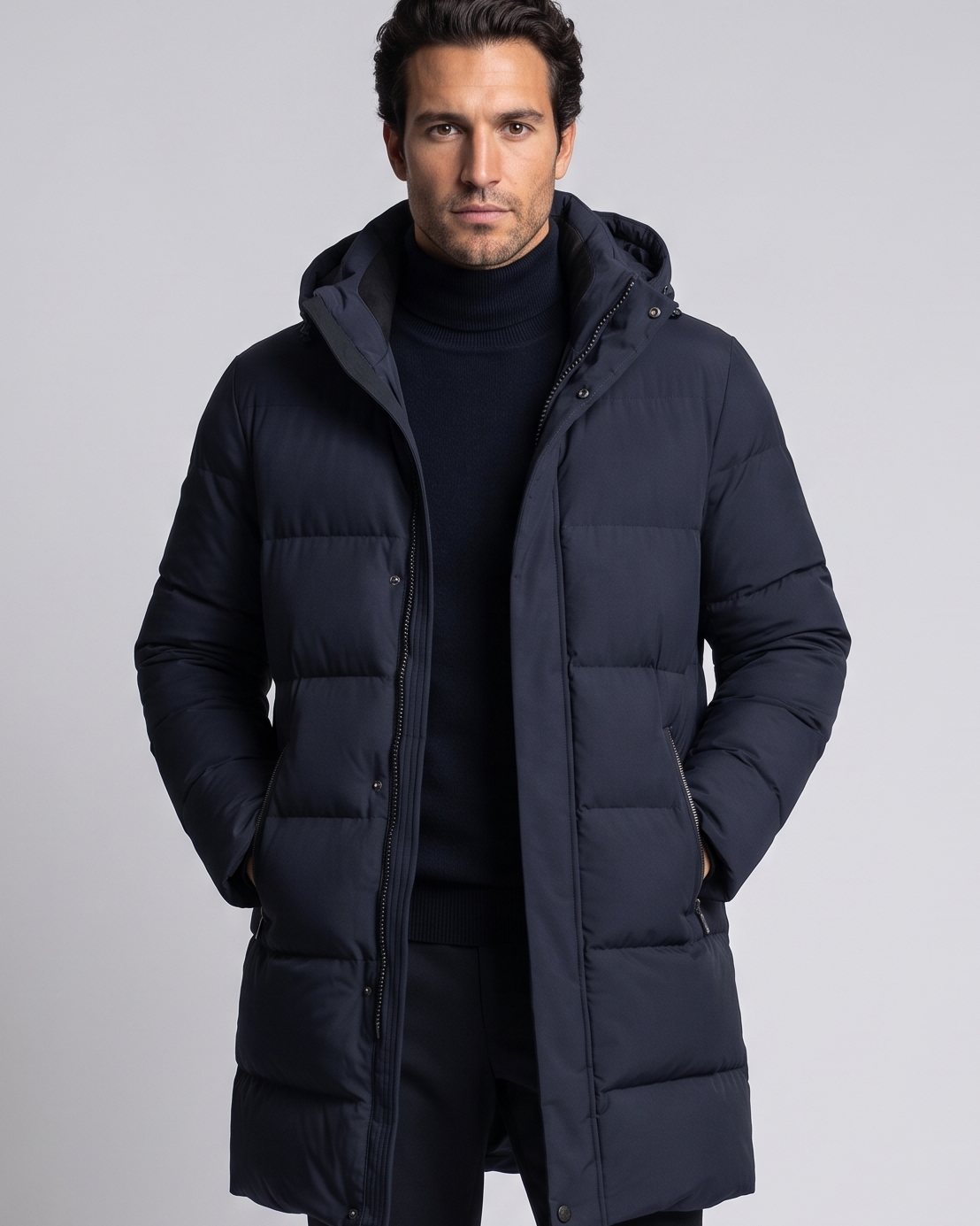 Piumino Parka Uomo con Cappuccio Taglio Lungo Invernale