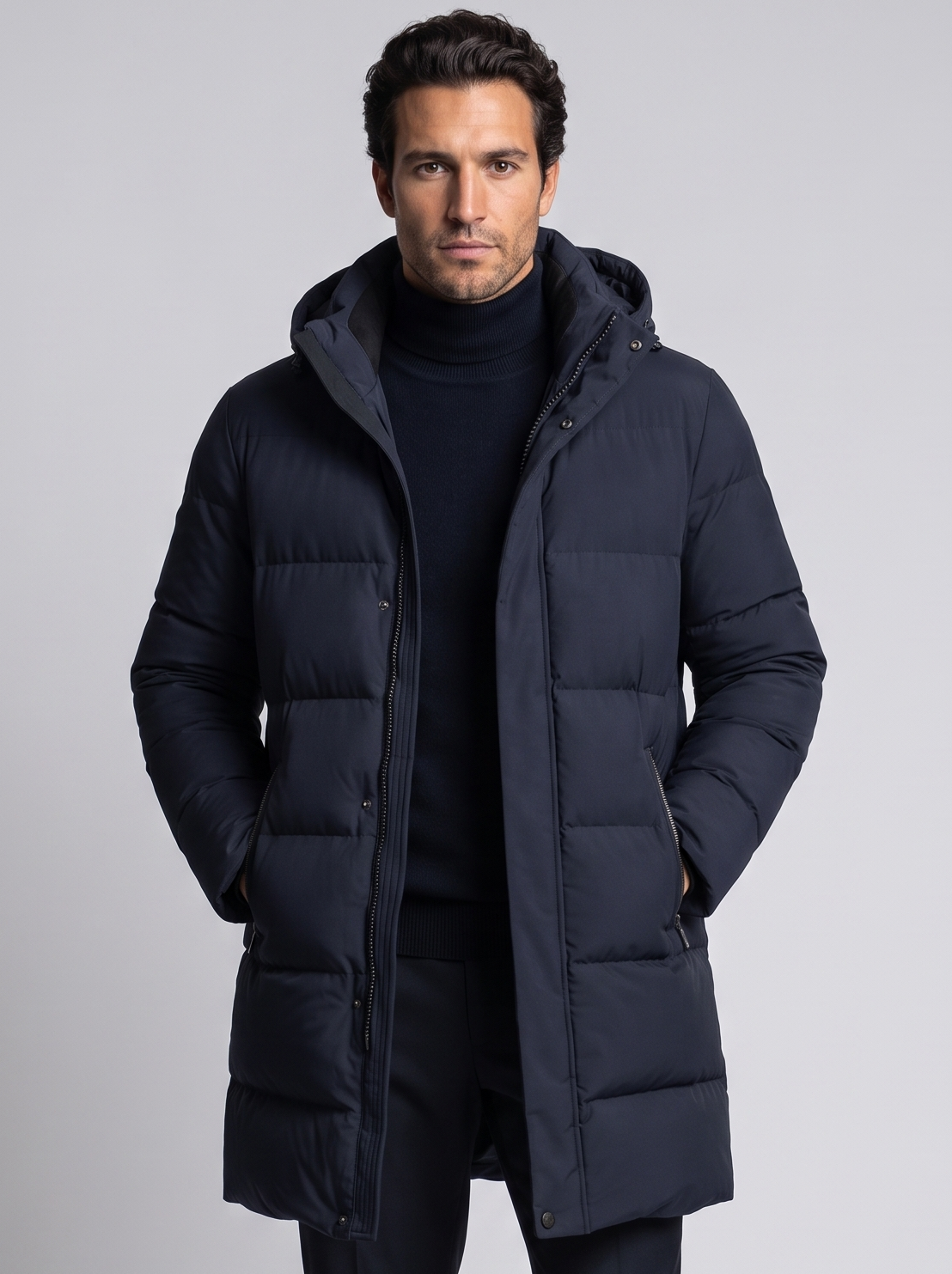 Piumino Parka Uomo con Cappuccio Taglio Lungo Invernale