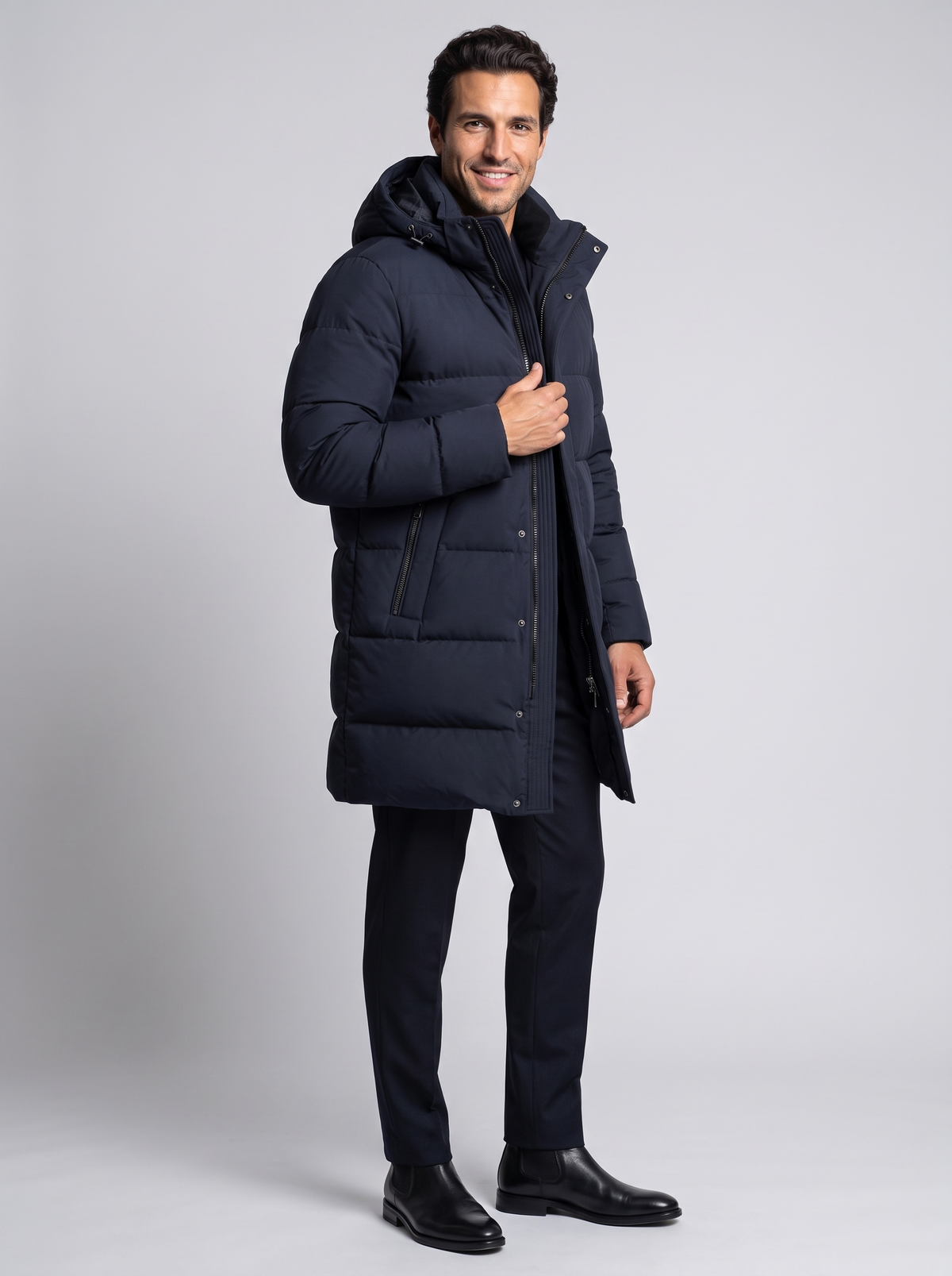 Piumino Parka Uomo con Cappuccio Taglio Lungo Invernale