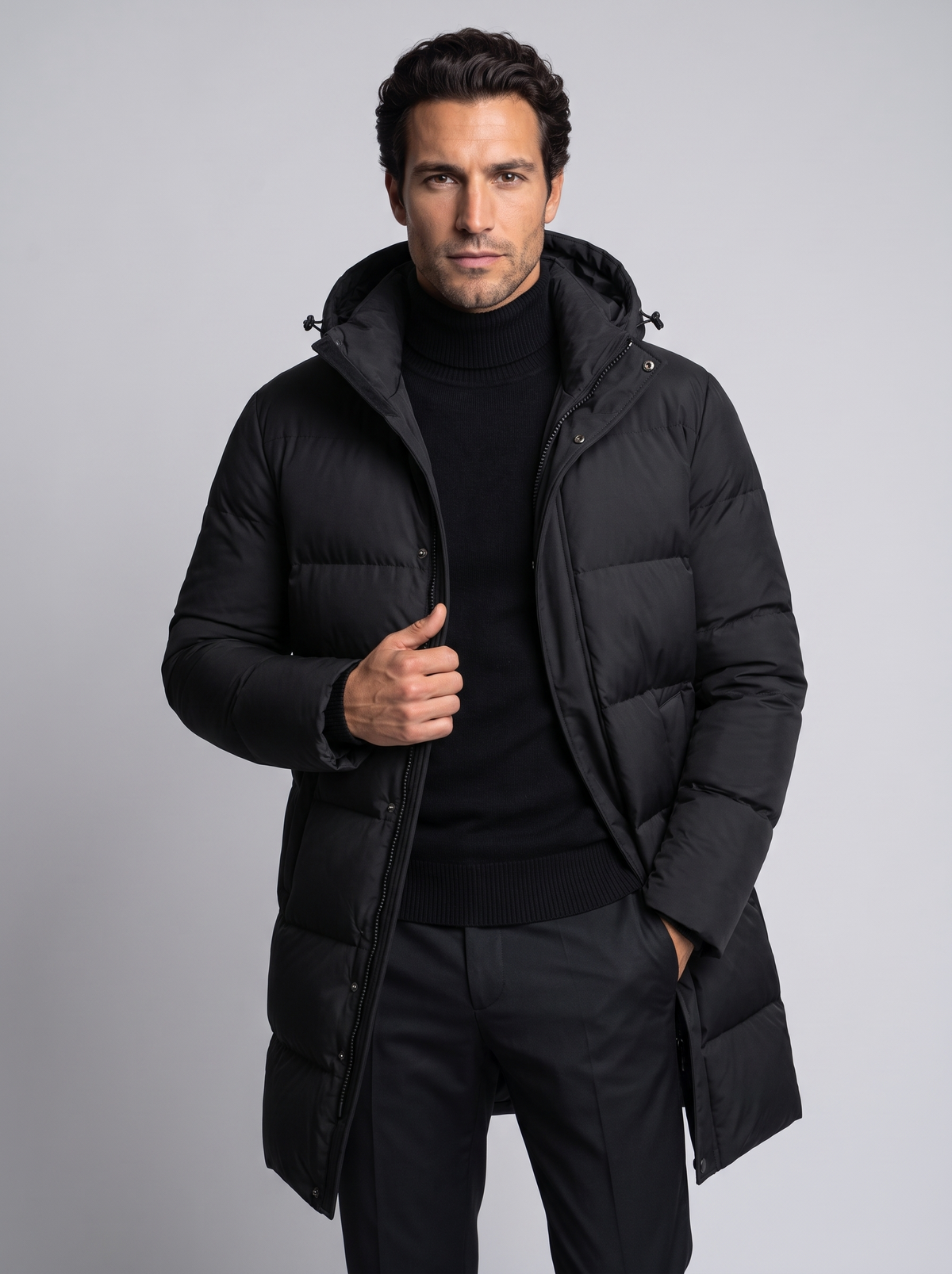 Piumino Parka Uomo con Cappuccio Taglio Lungo Invernale