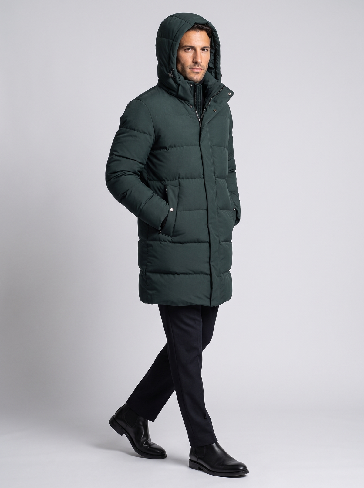Piumino Parka Uomo con Cappuccio Taglio Lungo Invernale