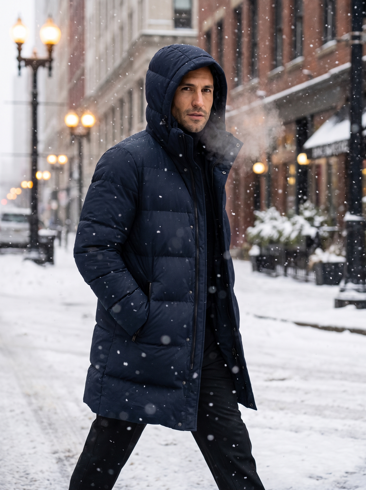 Piumino Parka Uomo con Cappuccio Taglio Lungo Invernale
