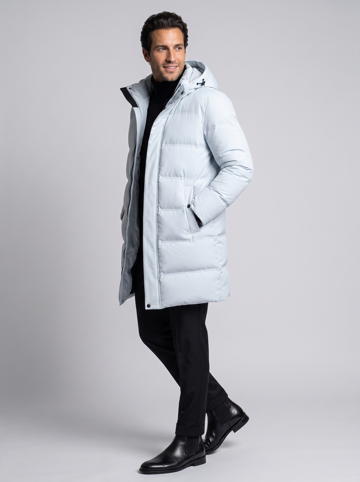 Piumino Parka Uomo con Cappuccio Taglio Lungo Invernale