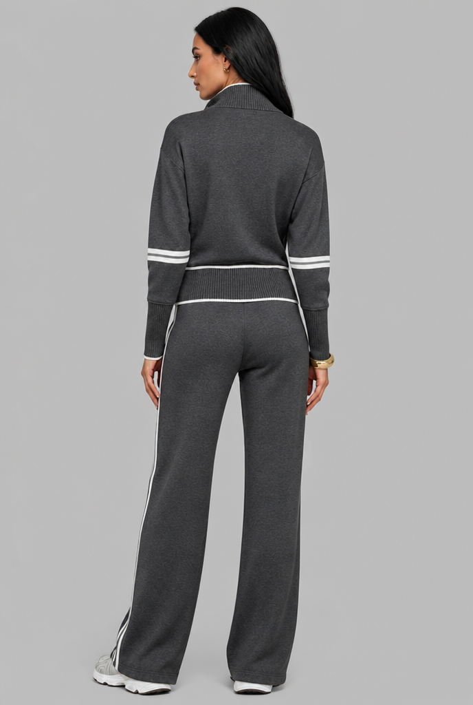 Completo Donna Lounge Mezza Zip Top Corto e Pantaloni Ampi