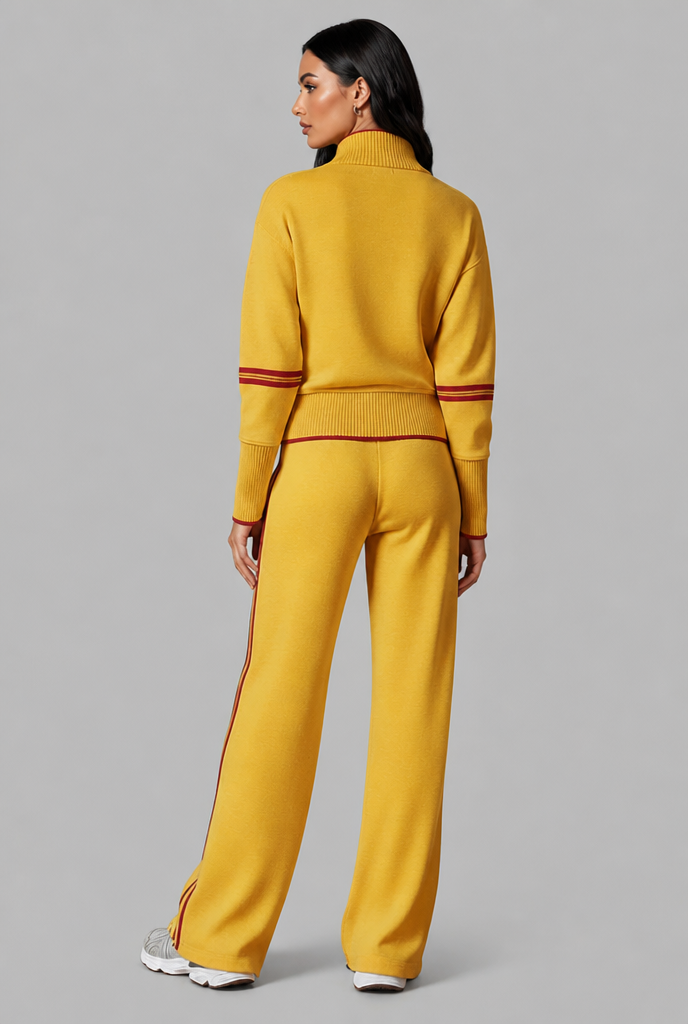 Completo Donna Lounge Mezza Zip Top Corto e Pantaloni Ampi