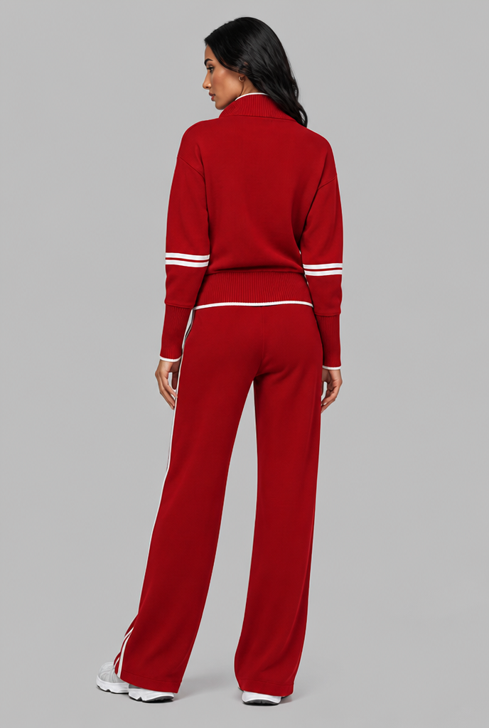 Completo Donna Lounge Mezza Zip Top Corto e Pantaloni Ampi