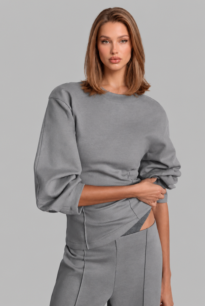 Completo Donna Top Maniche a Sbuffo e Pantaloni Palazzo Coordinato