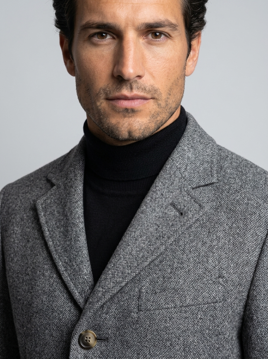Cappotto Uomo in Misto Lana Monopetto Revers Tre Bottoni
