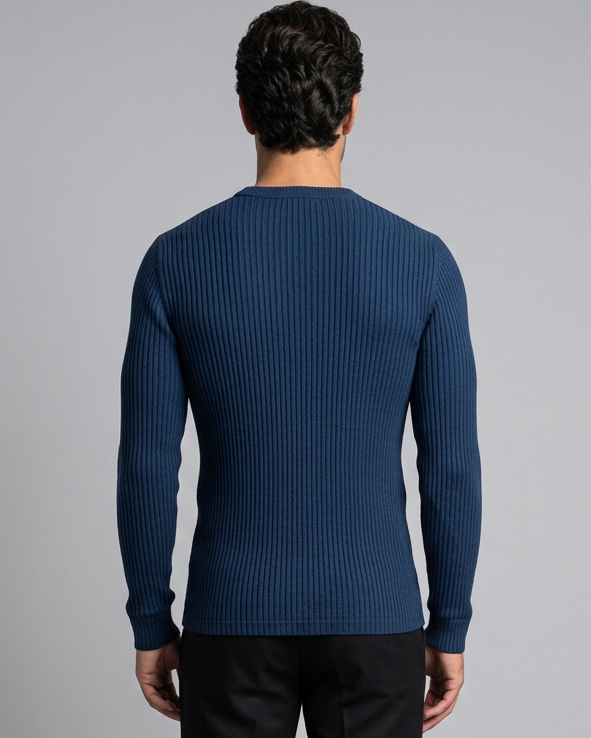 Maglione Uomo Girocollo a Coste Slim Fit