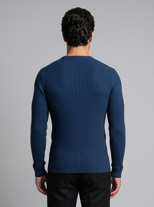 Maglione Uomo Girocollo a Coste Slim Fit