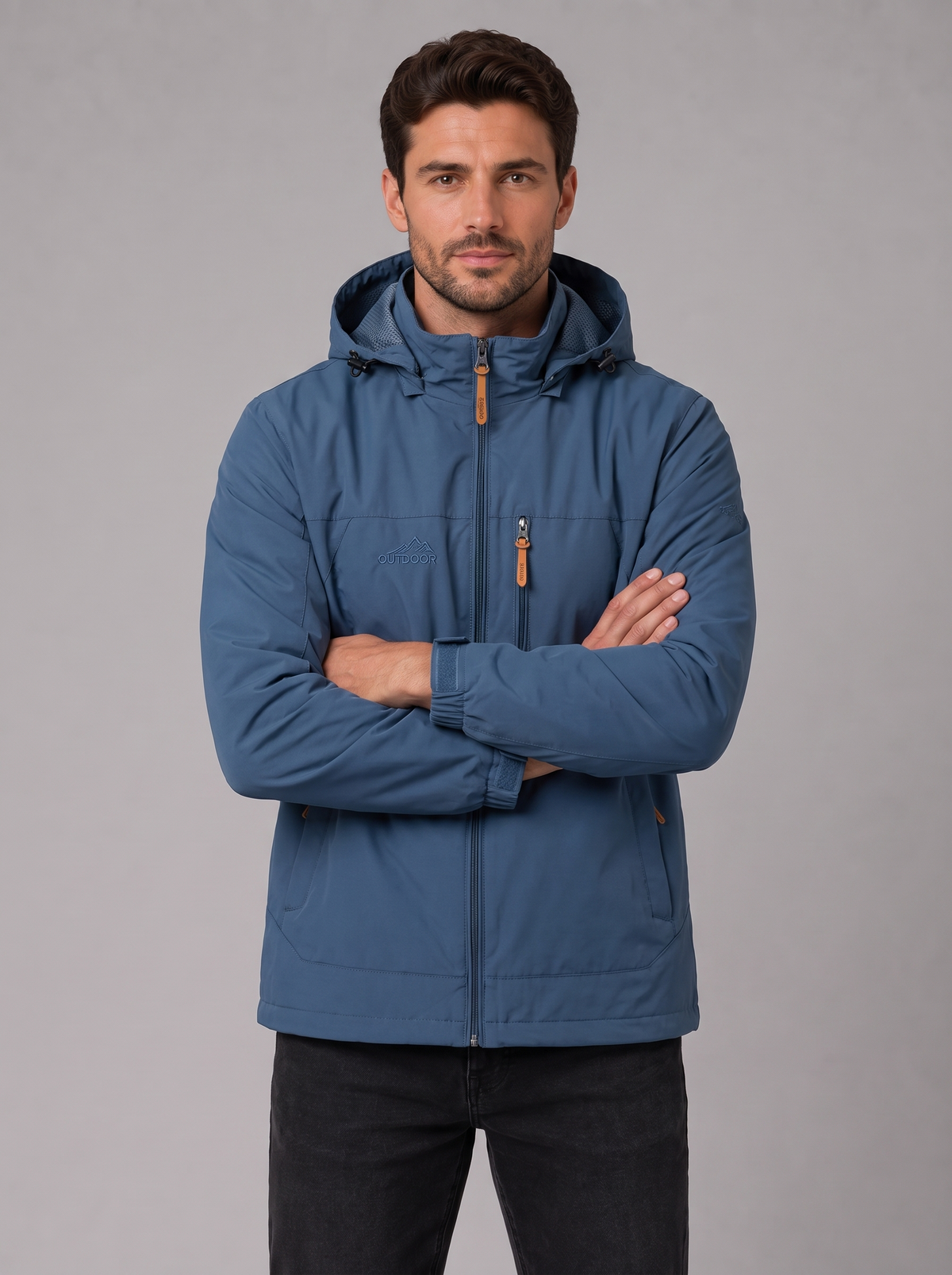 Giacca a Vento Uomo Leggera con Cappuccio Antivento Slim