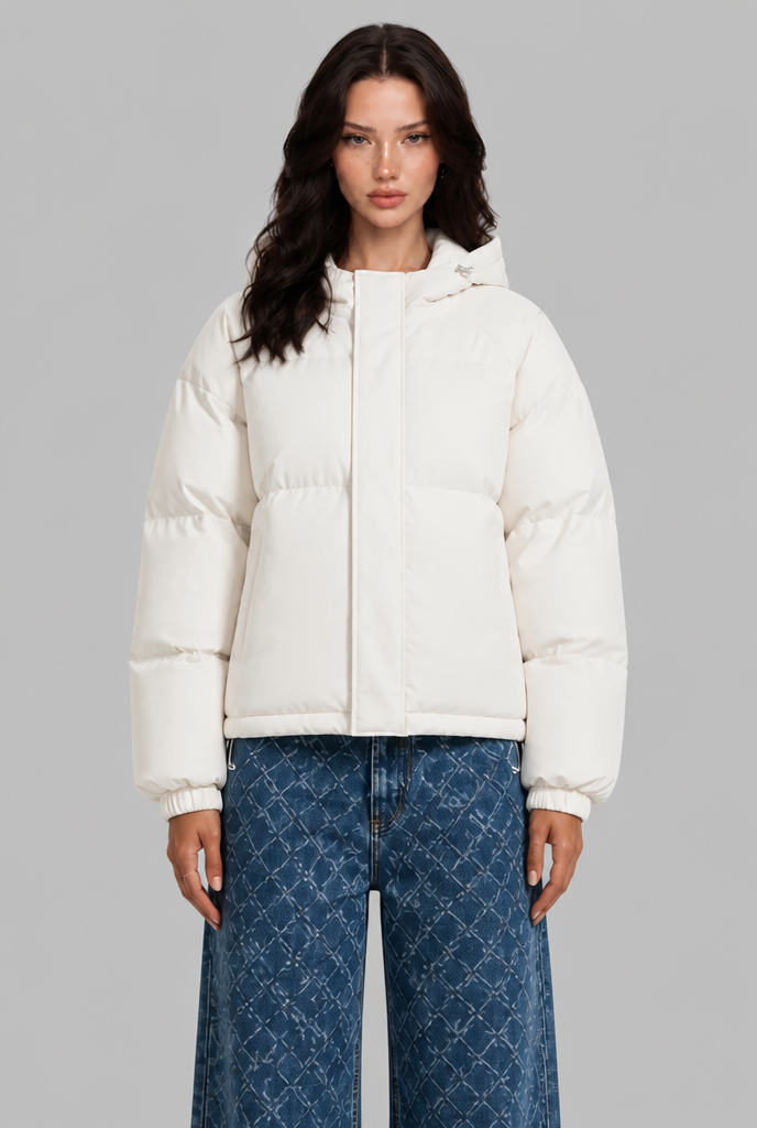 Giacca Donna Imbottita Boxy con Cappuccio Lunghezza Fianco