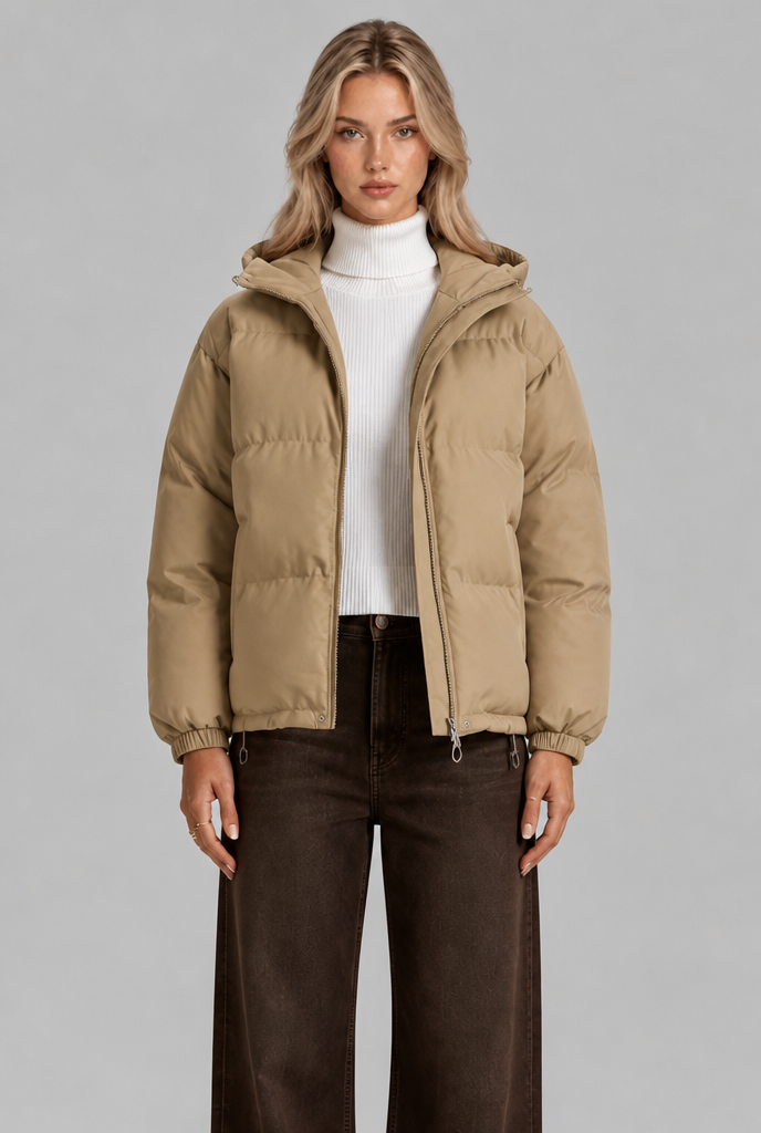Giacca Donna Imbottita Boxy con Cappuccio Lunghezza Fianco