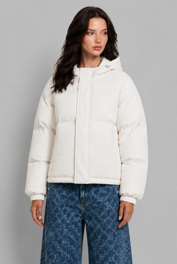 Giacca Donna Imbottita Boxy con Cappuccio Lunghezza Fianco