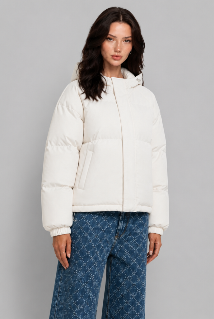 Giacca Donna Imbottita Boxy con Cappuccio Lunghezza Fianco