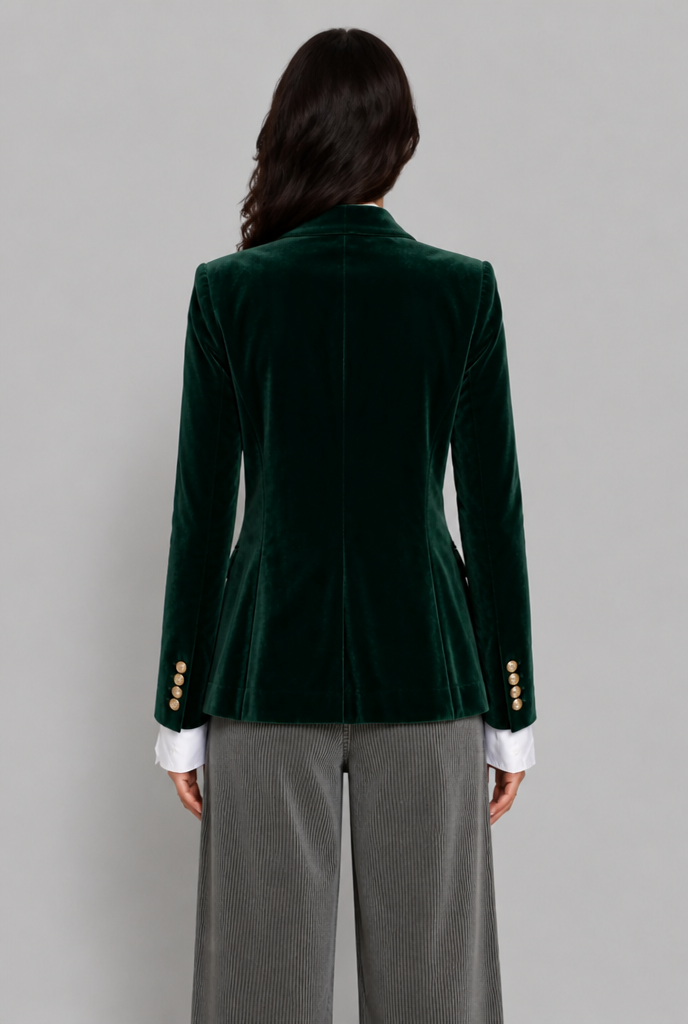 Blazer Donna in Velluto Revers a Lancia Bottone Oro da Sera