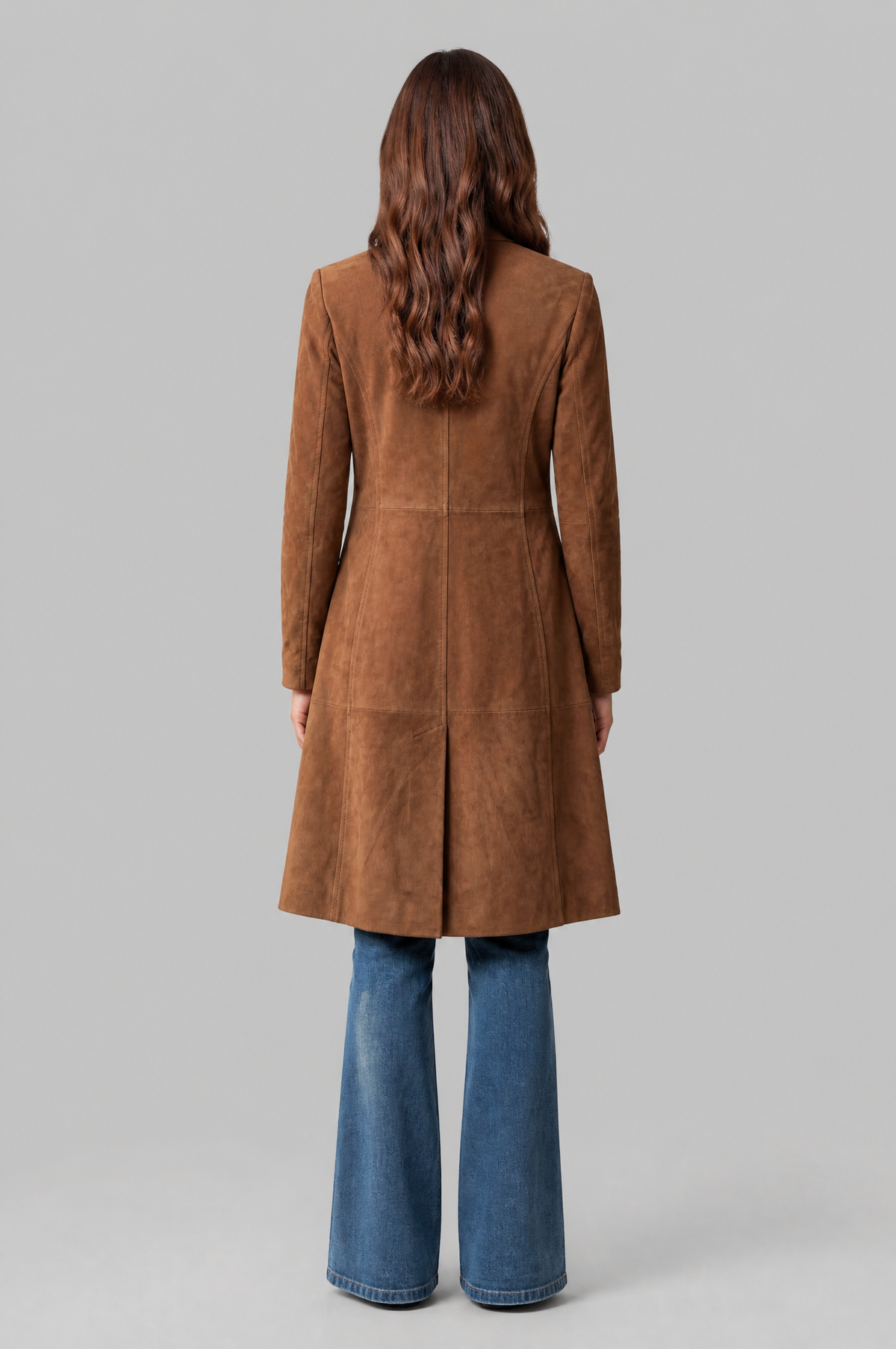 Cappotto Donna Lungo in Camoscio Monopetto Sartoriale al Ginocchio