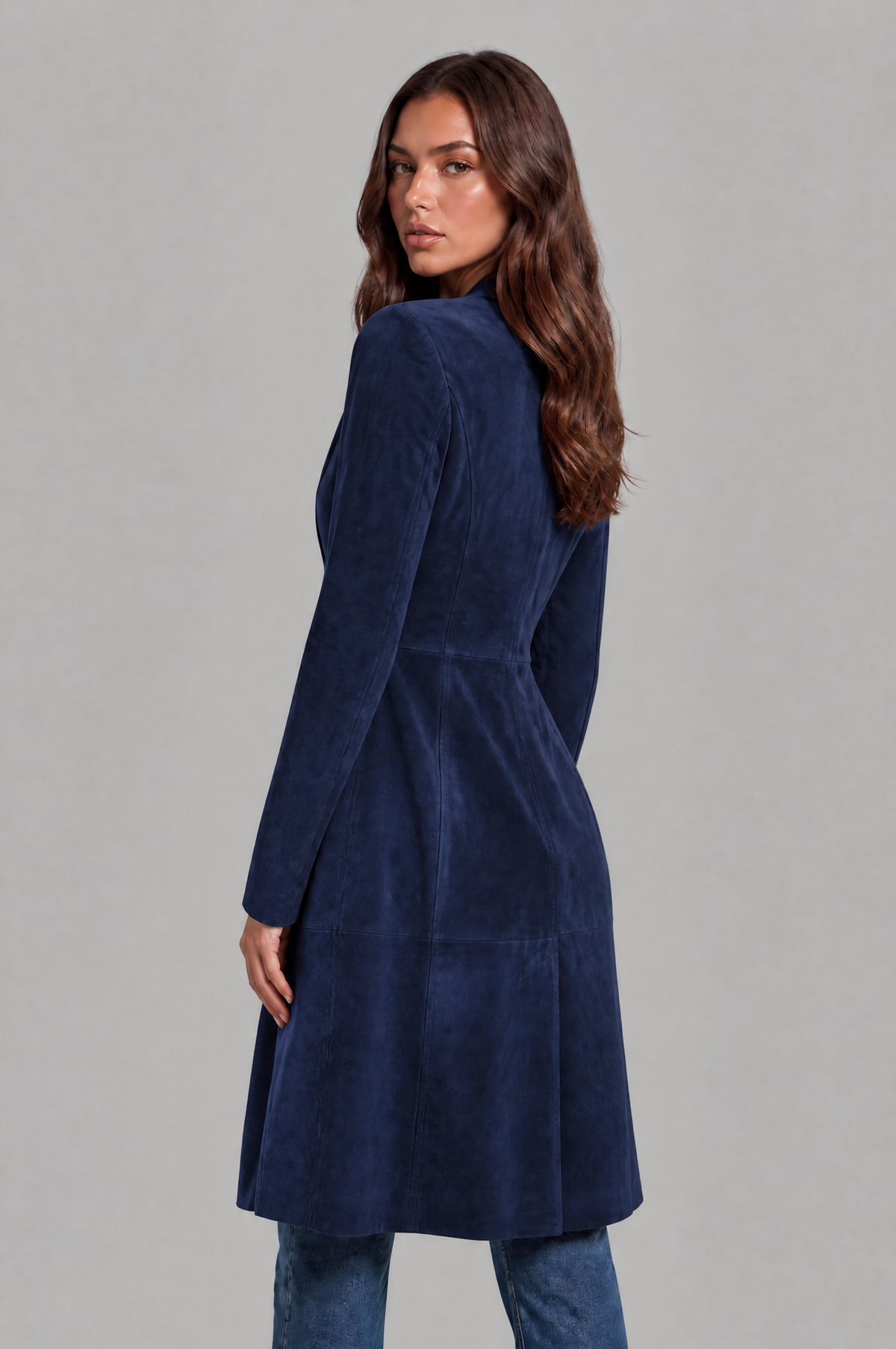 Cappotto Donna Lungo in Camoscio Monopetto Sartoriale al Ginocchio