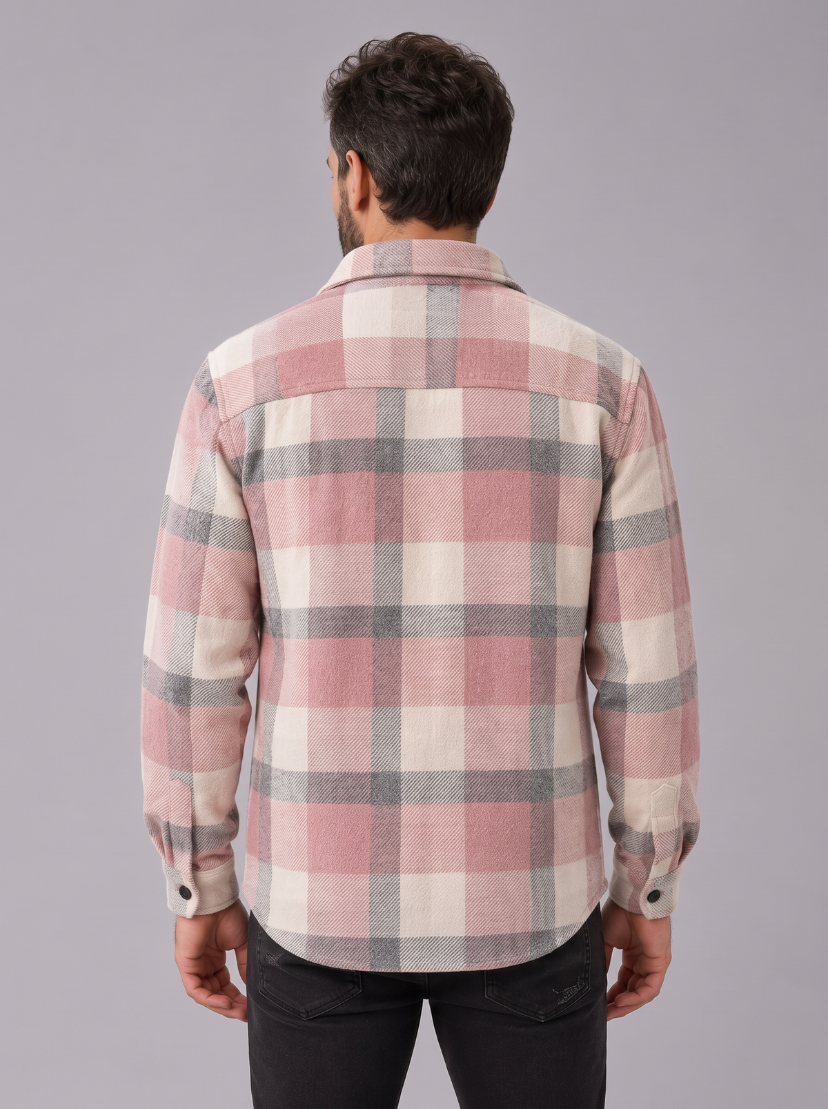 Camicia Giacca Uomo a Quadri Spazzolata Overshirt Taschino
