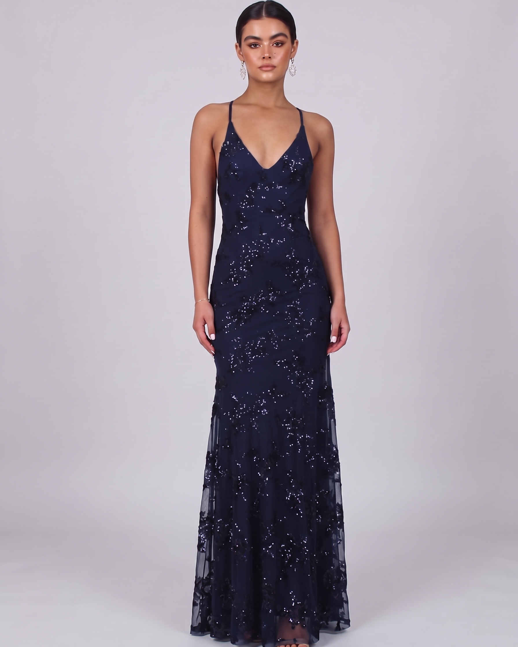 Abito Donna Lungo in Paillettes Schiena Scoperta da Cerimonia