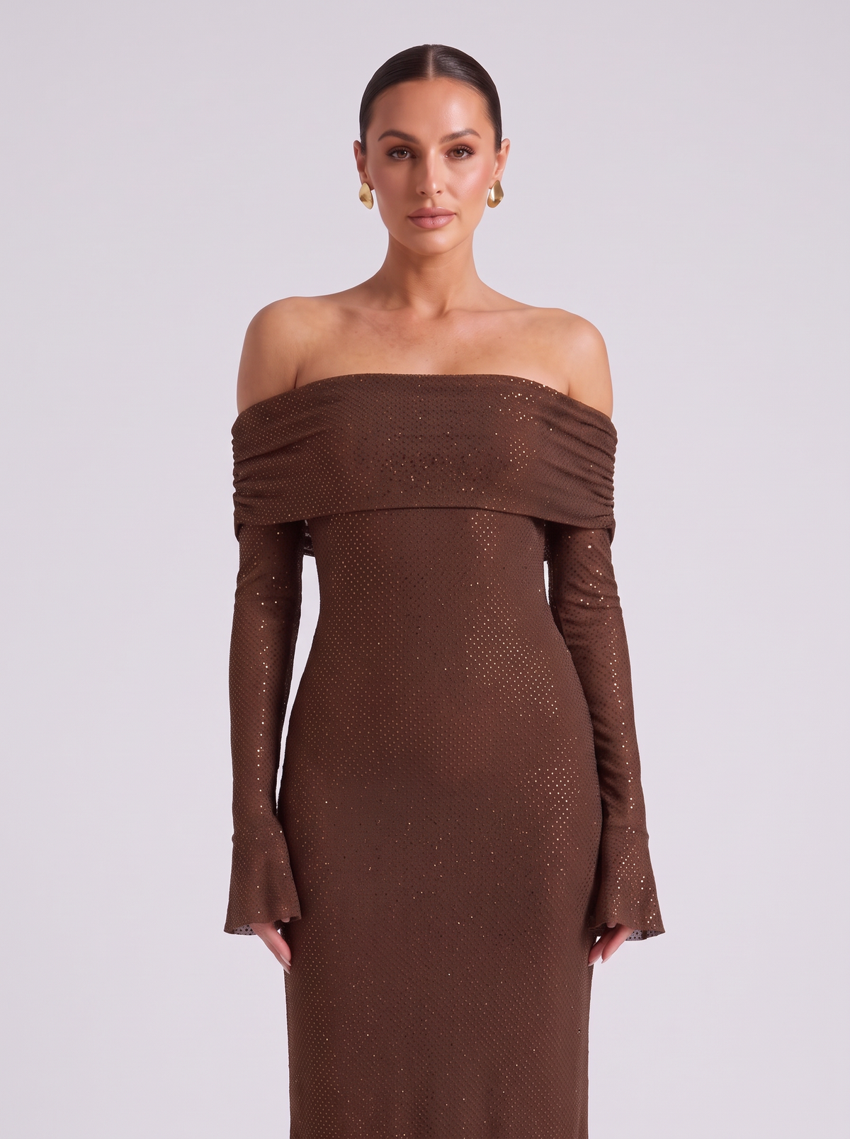 Abito Donna Lungo in Paillettes Spalle Scoperte da Sera Natale