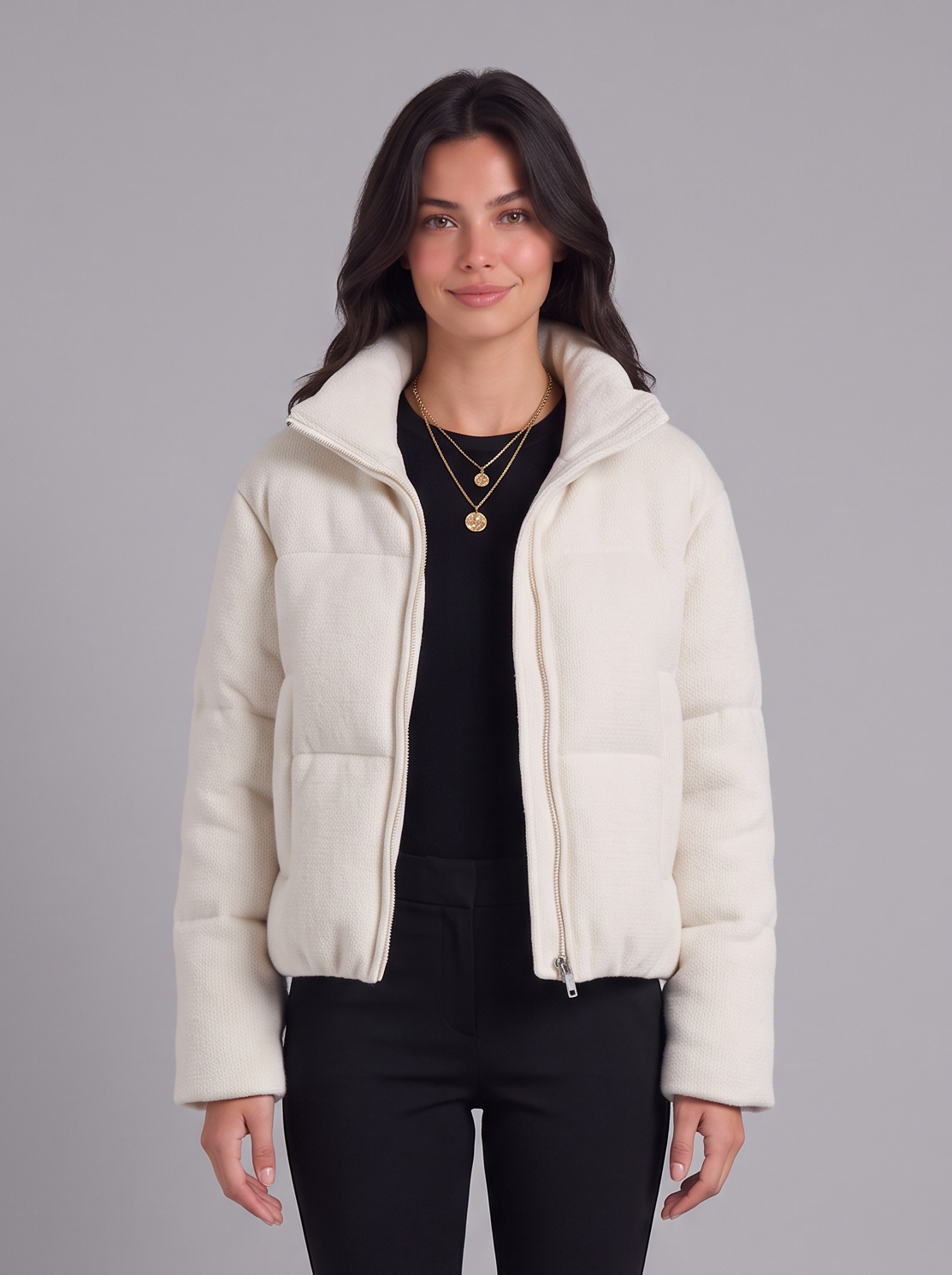 Giacca Donna in Maglia Testurizzata Morbida Silhouette Pulita