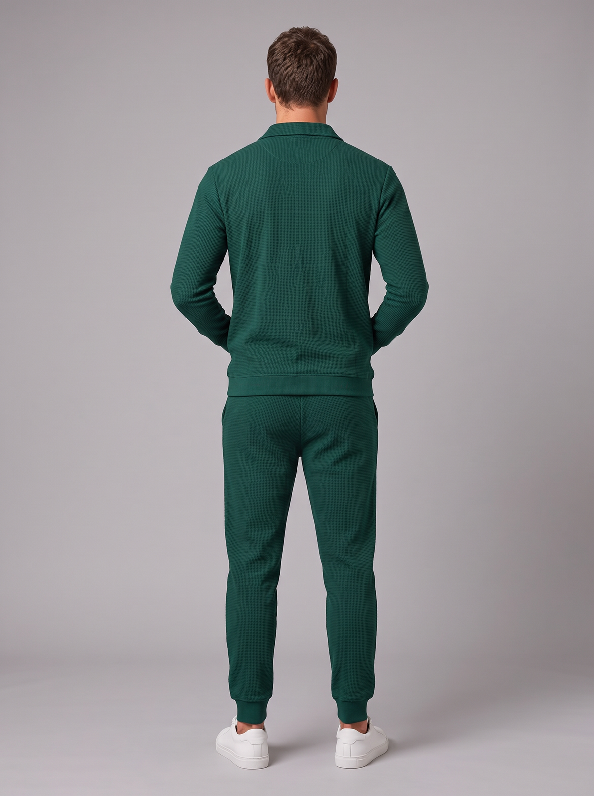 Tuta Uomo Giacca Zip e Joggers in Maglia Waffle Completo Uomo
