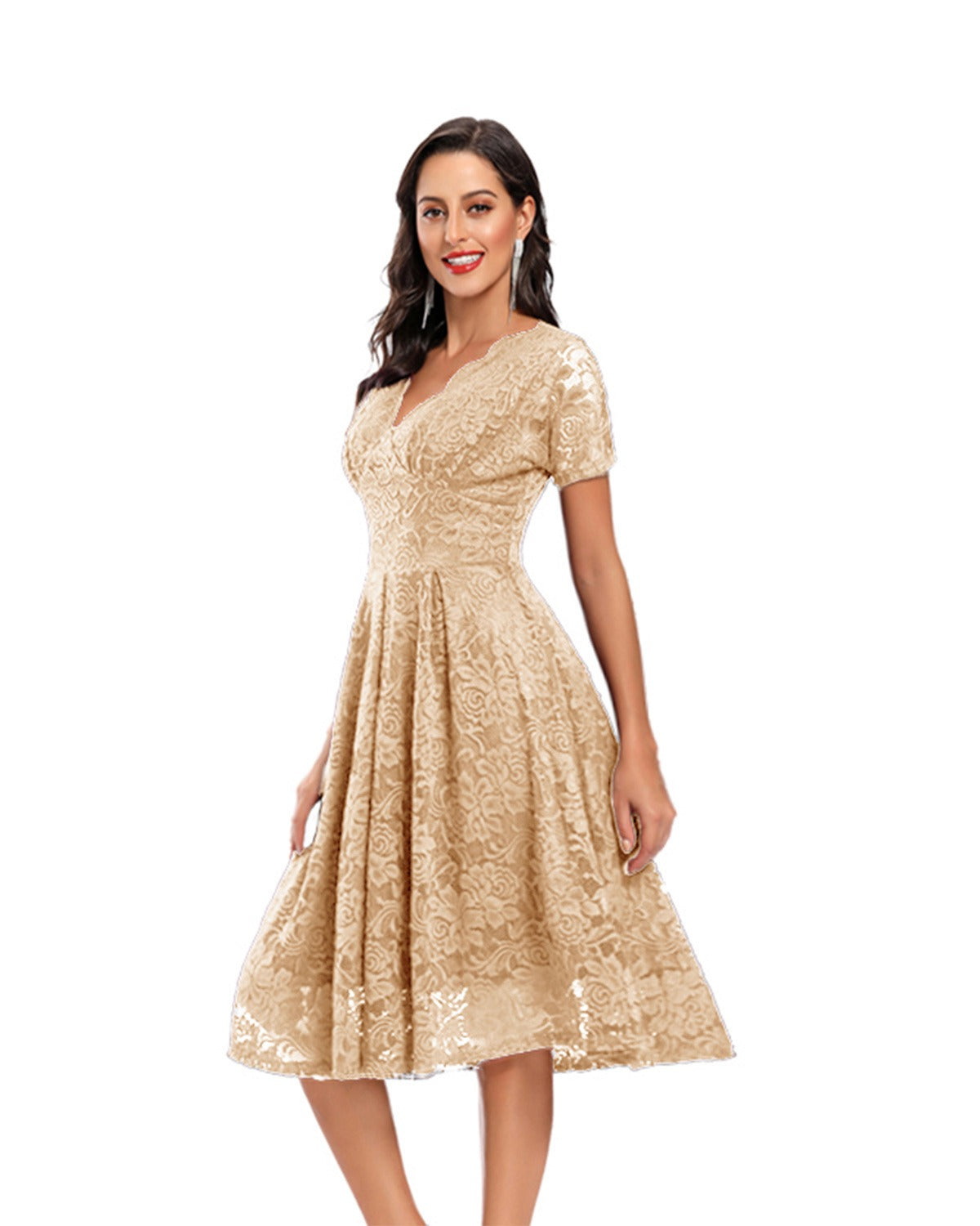 Aurazio Abito Midi con Dettaglio in Pizzo da Donna