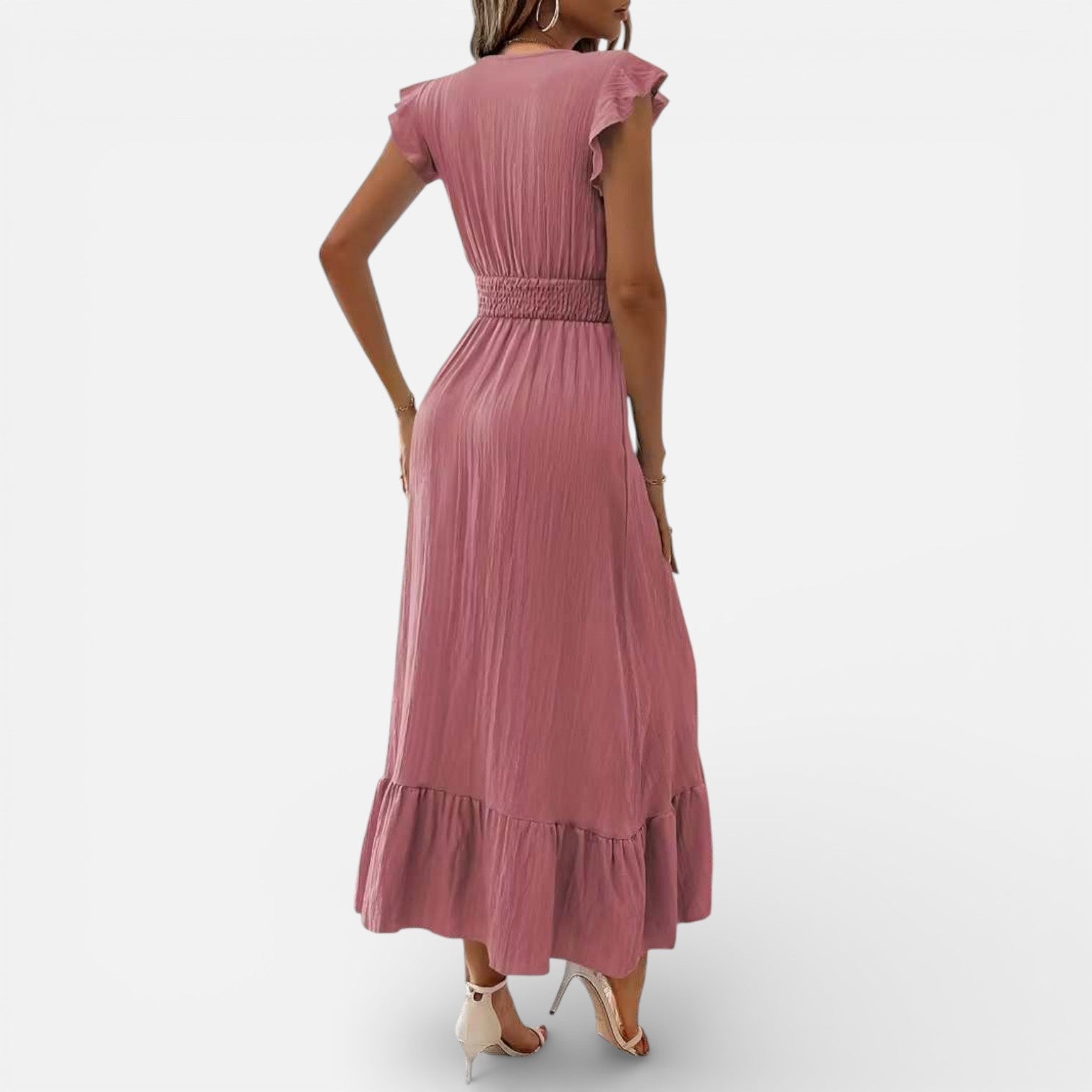 Abito Lungo Donna Smanicato a Portafoglio Elegante