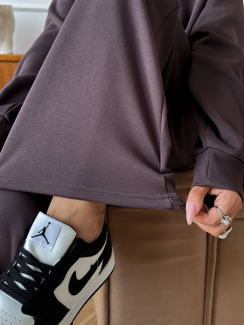 Completo Donna Felpa Mezza Zip e Pantaloni Ampi Coordinato Donna