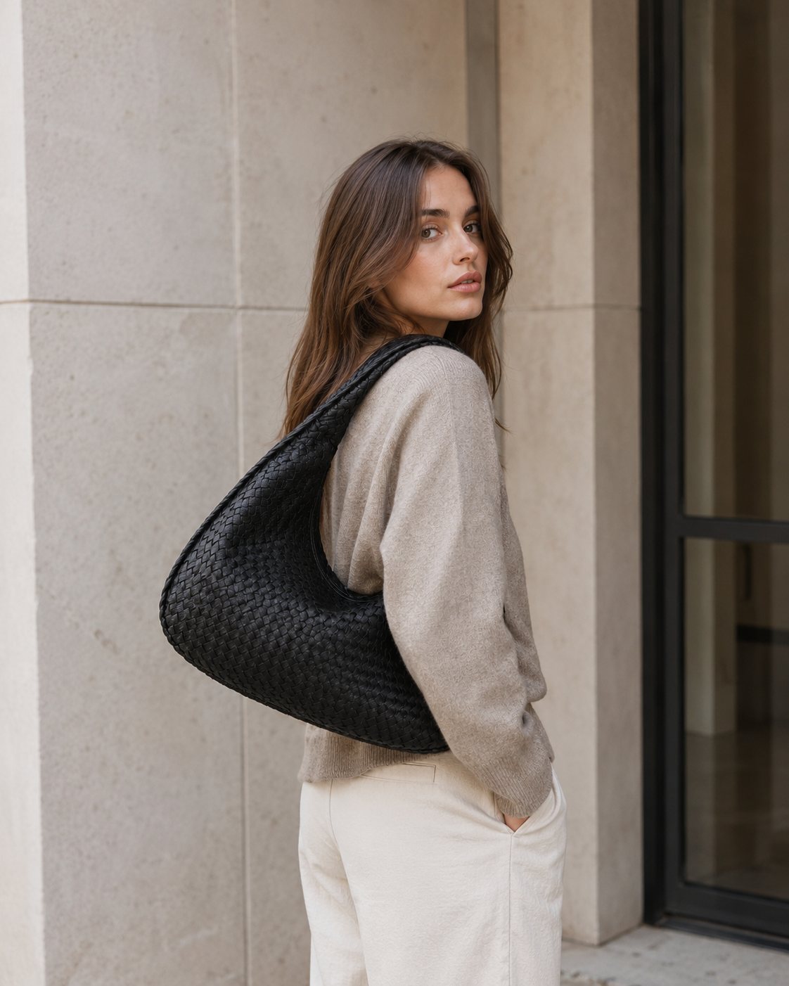 Borsa Donna a Spalla Intrecciata Morbida Capiente