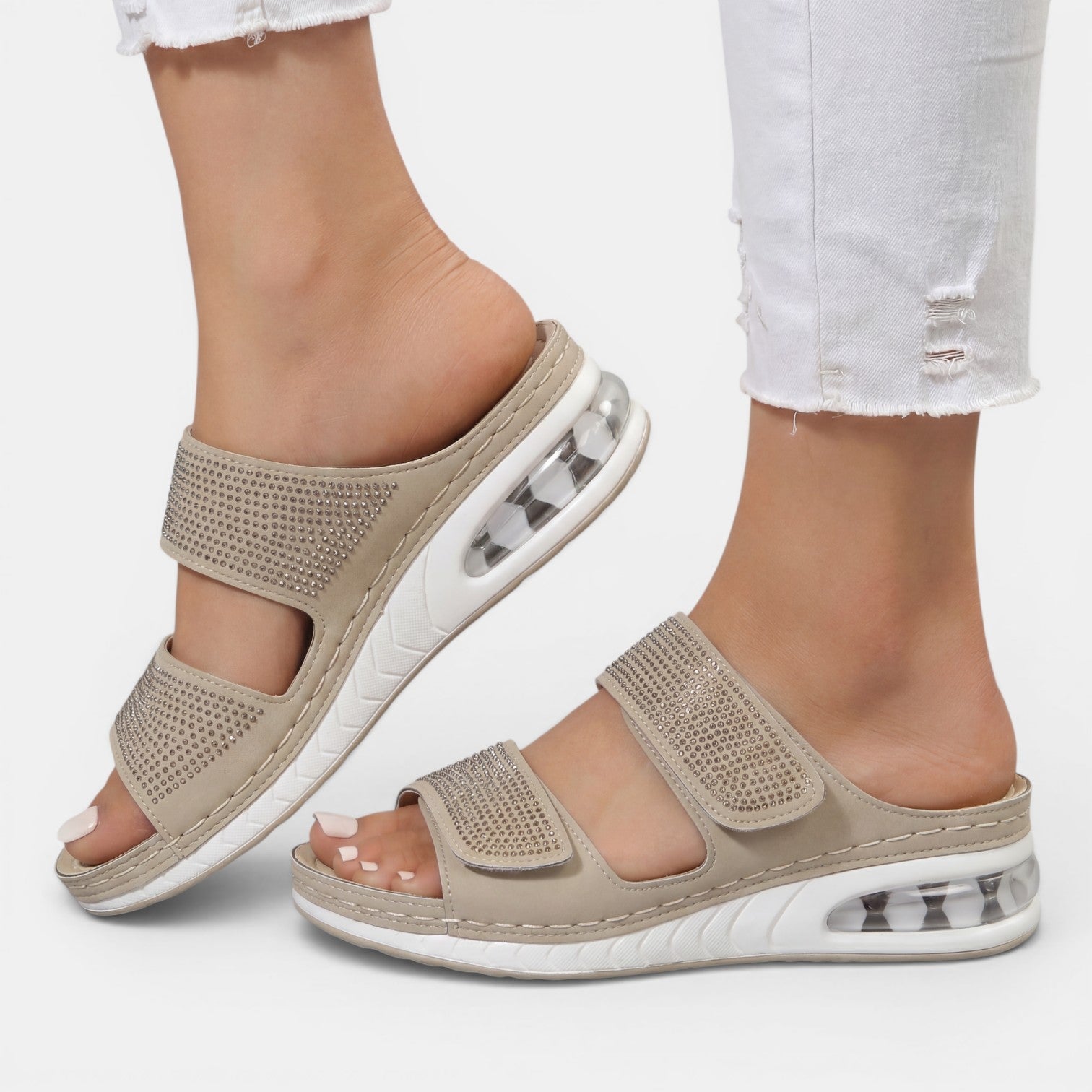 Aurazio Sandali Zeppa Ortopedici Strass Decorativi per Donna