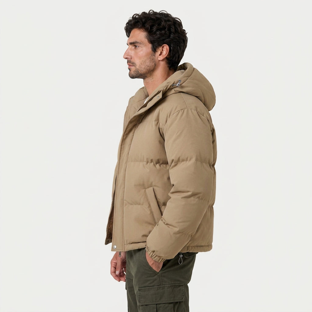 Piumino Bomber Uomo Impermeabile Antivento con Cappuccio