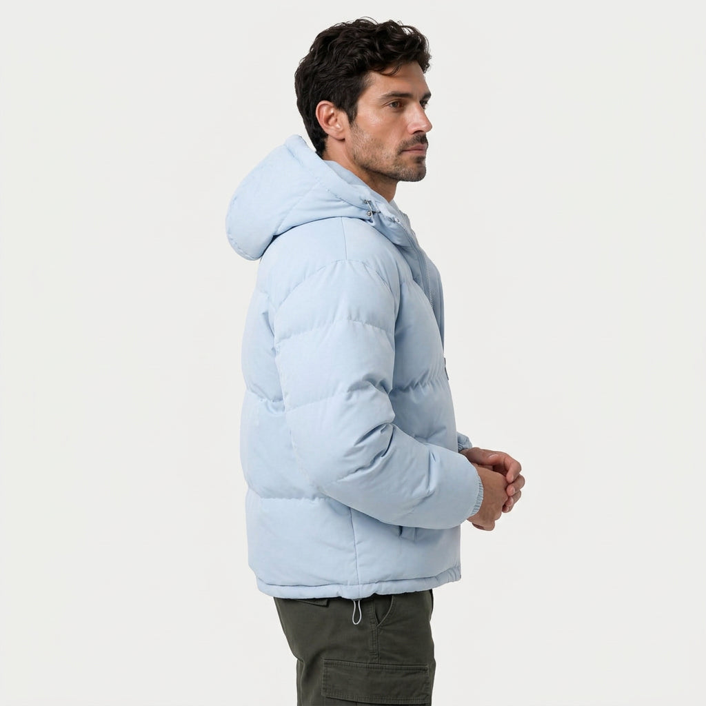 Piumino Bomber Uomo Impermeabile Antivento con Cappuccio