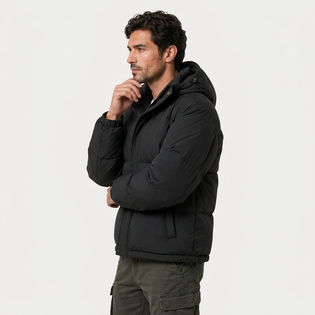 Piumino Bomber Uomo Impermeabile Antivento con Cappuccio