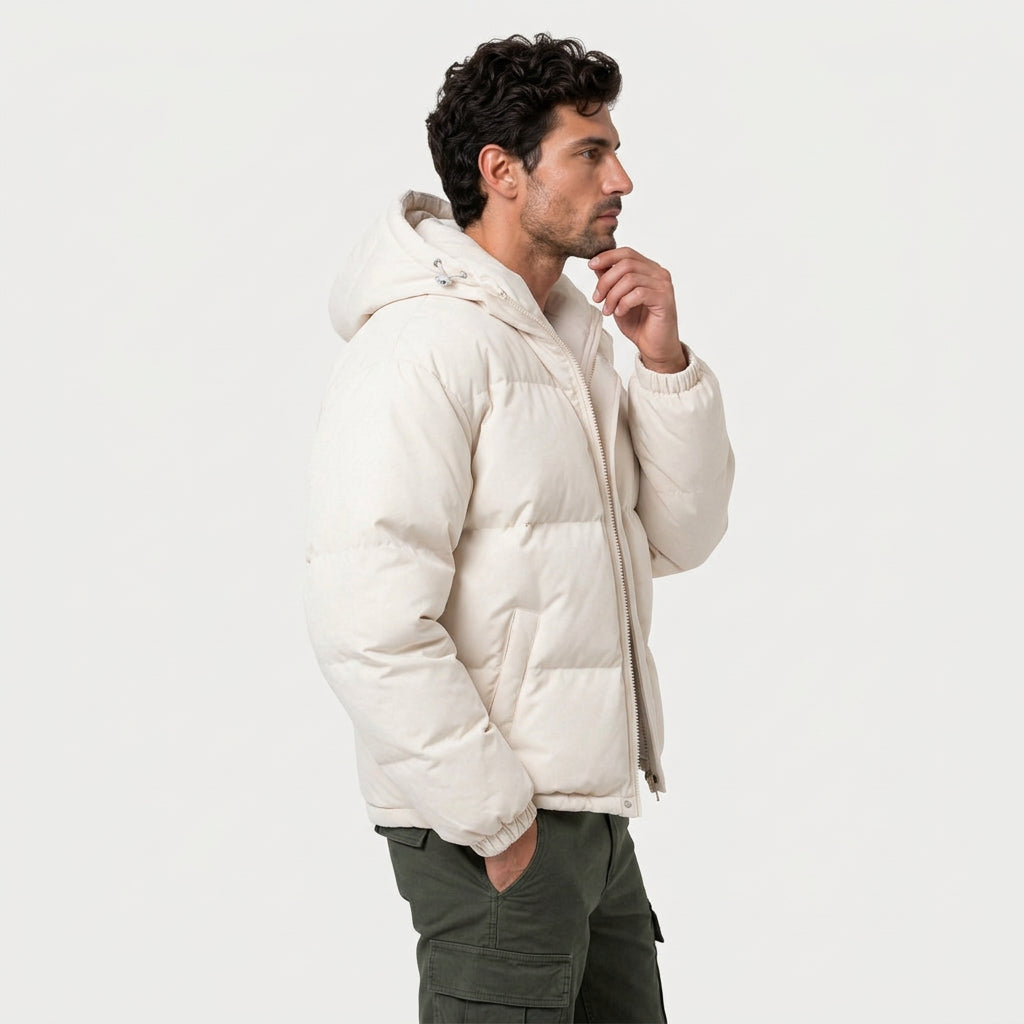 Piumino Bomber Uomo Impermeabile Antivento con Cappuccio