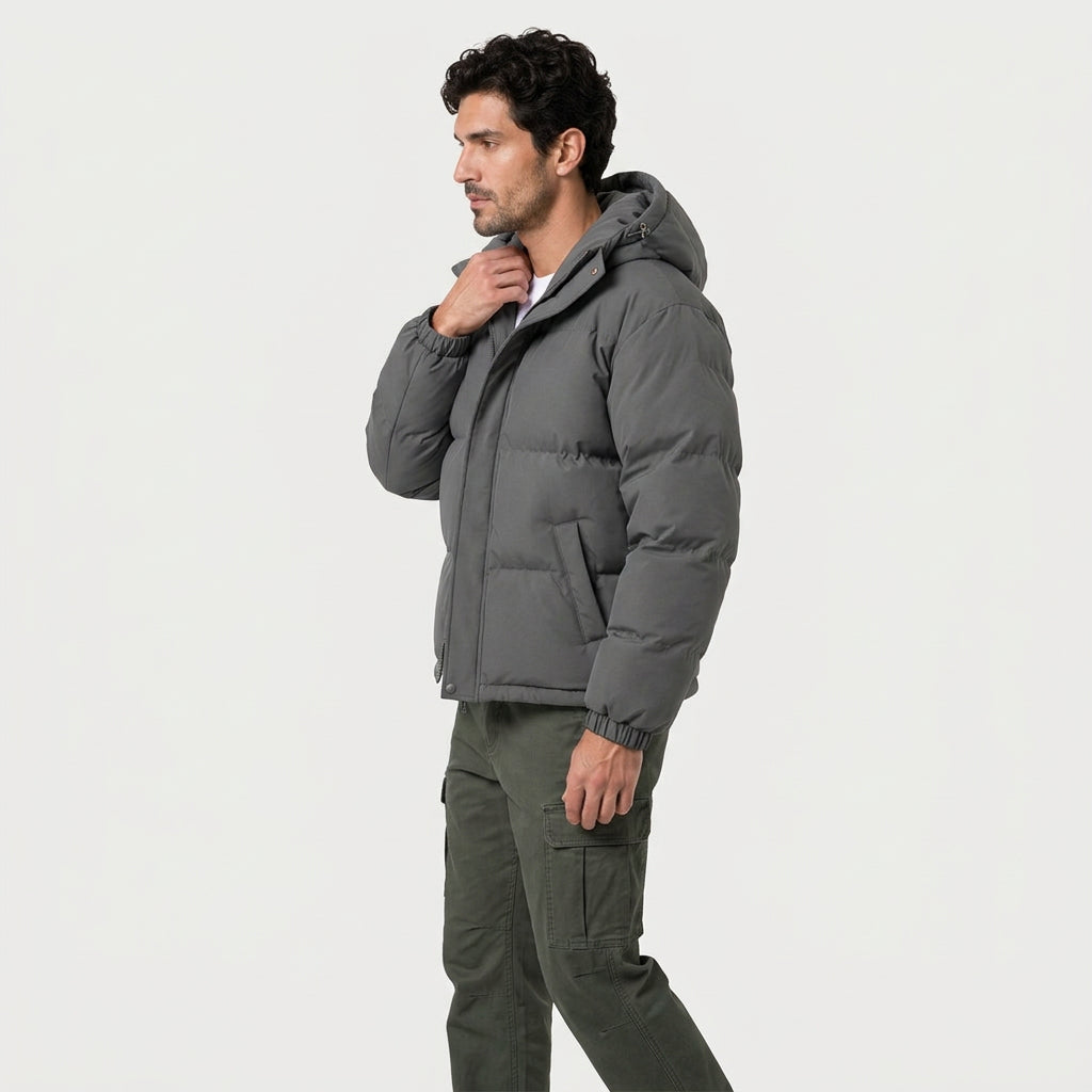 Piumino Bomber Uomo Impermeabile Antivento con Cappuccio