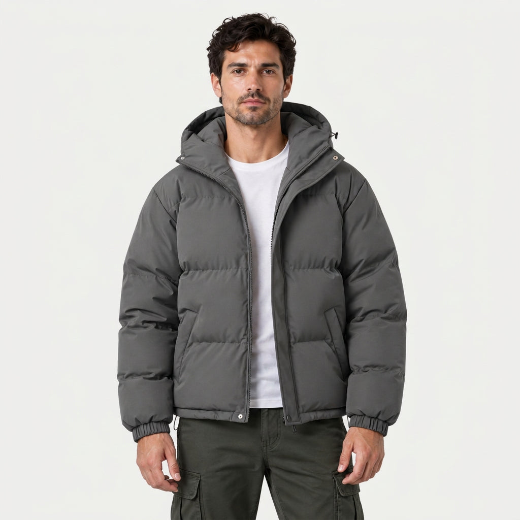 Piumino Bomber Uomo Impermeabile Antivento con Cappuccio