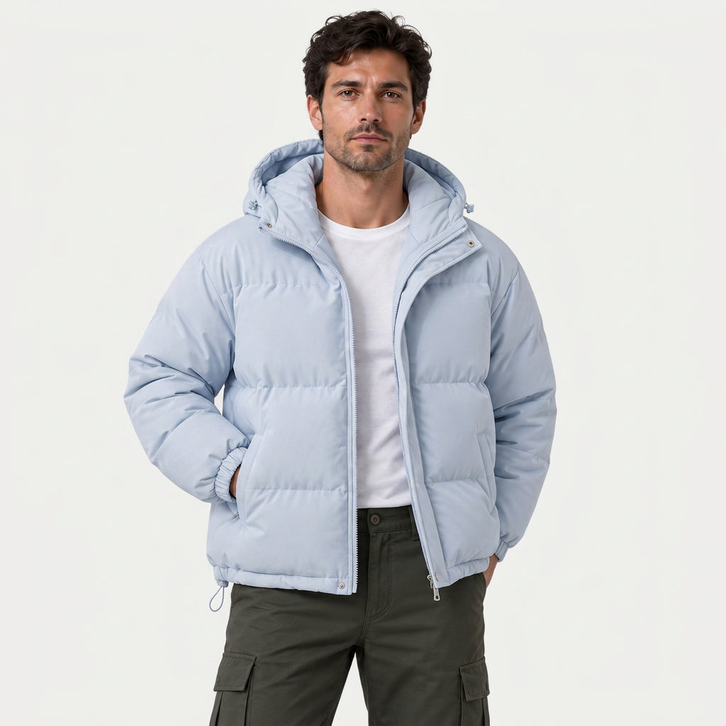 Piumino Bomber Uomo Impermeabile Antivento con Cappuccio