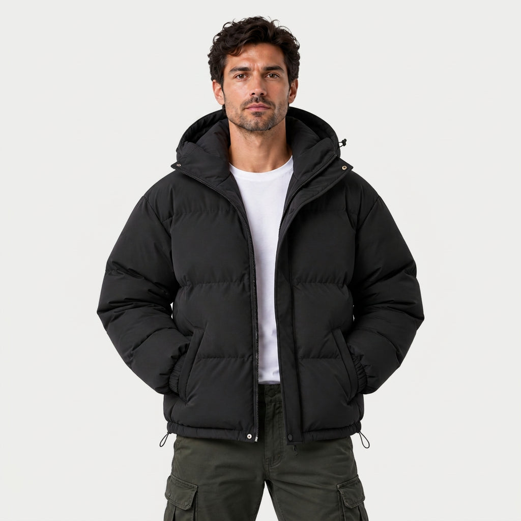 Piumino Bomber Uomo Impermeabile Antivento con Cappuccio