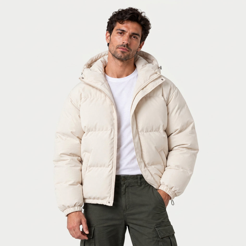 Piumino Bomber Uomo Impermeabile Antivento con Cappuccio
