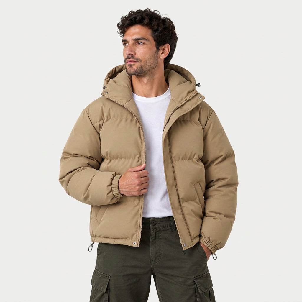 Piumino Bomber Uomo Impermeabile Antivento con Cappuccio