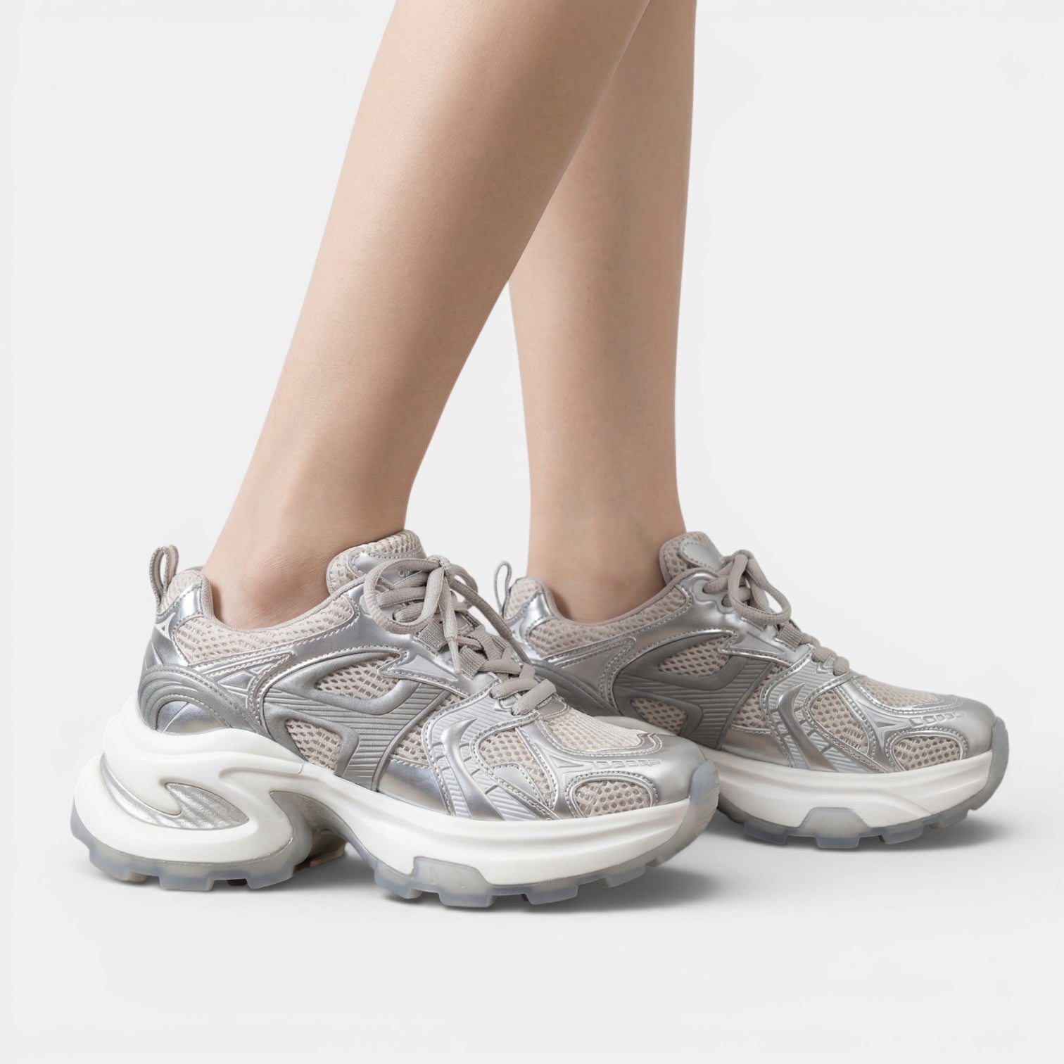 Aurazio Scarpe Atletiche Grigie Ortopediche Suola Tecnica per Donna
