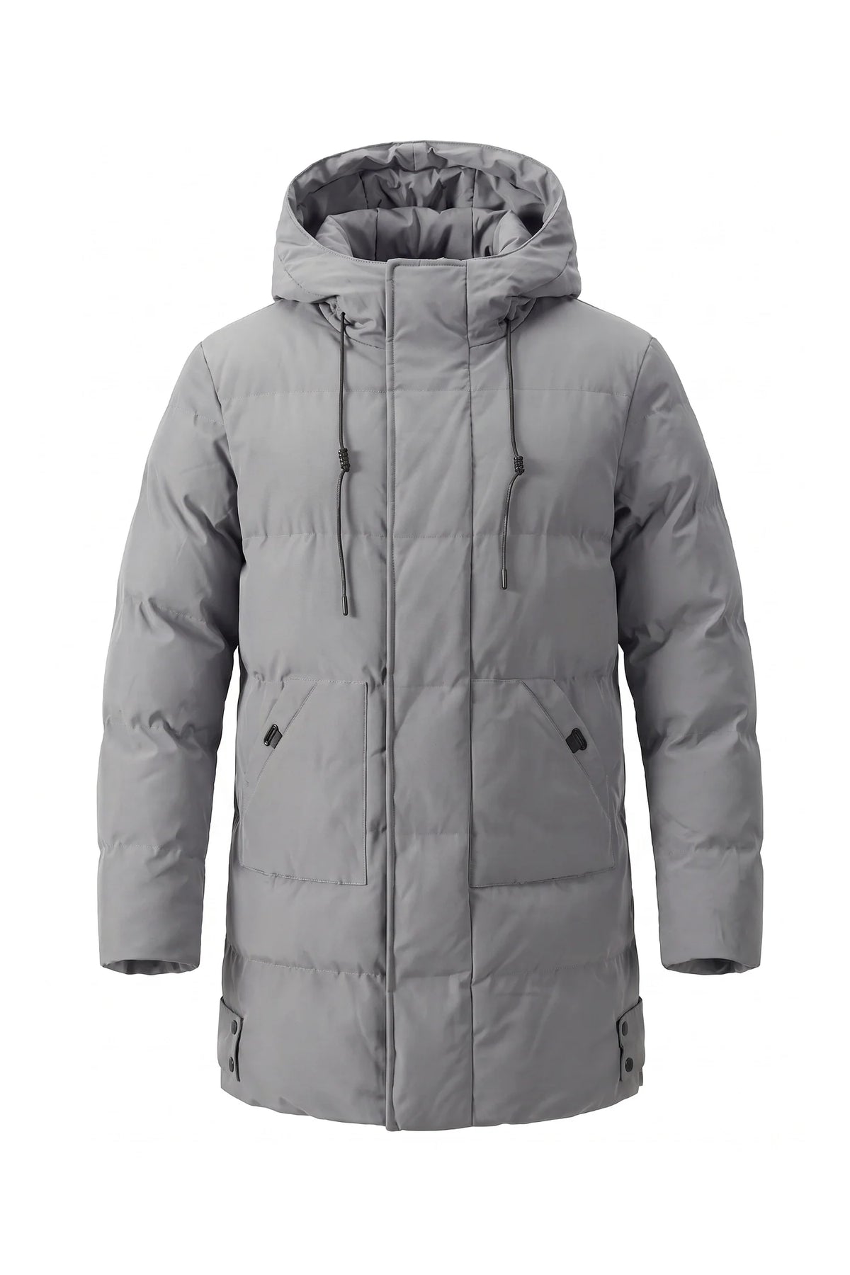 Giubbotto Uomo Lungo Imbottito con Cappuccio Collo Alto Zip