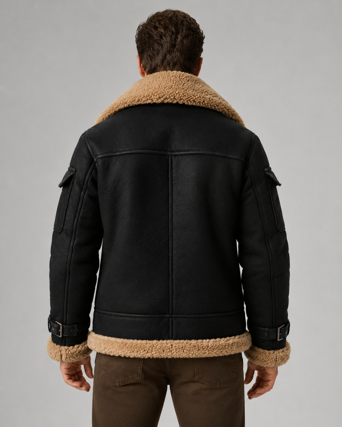Giacca Aviator Uomo Effetto Pelle Collo Shearling Sintetico