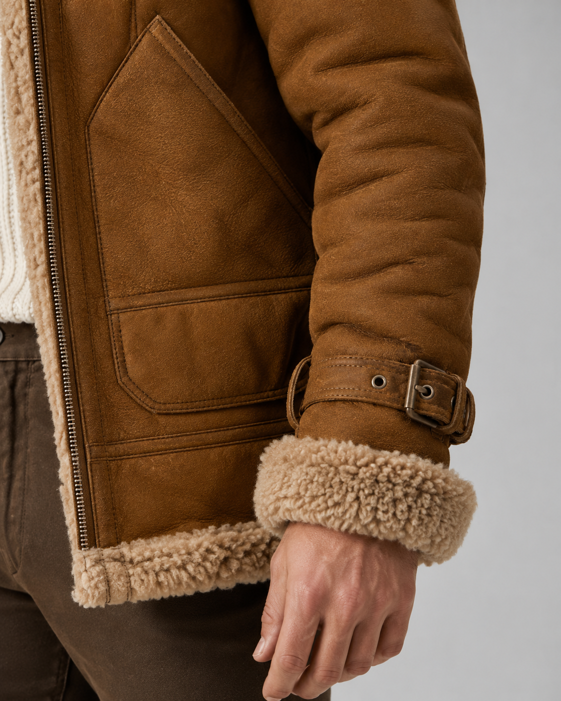 Giacca Aviator Uomo Effetto Pelle Collo Shearling Sintetico