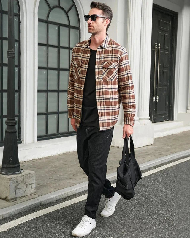 Aurazio Giacca in flanella con fodera sherpa da uomo