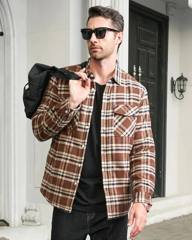 Aurazio Giacca in flanella con fodera sherpa da uomo