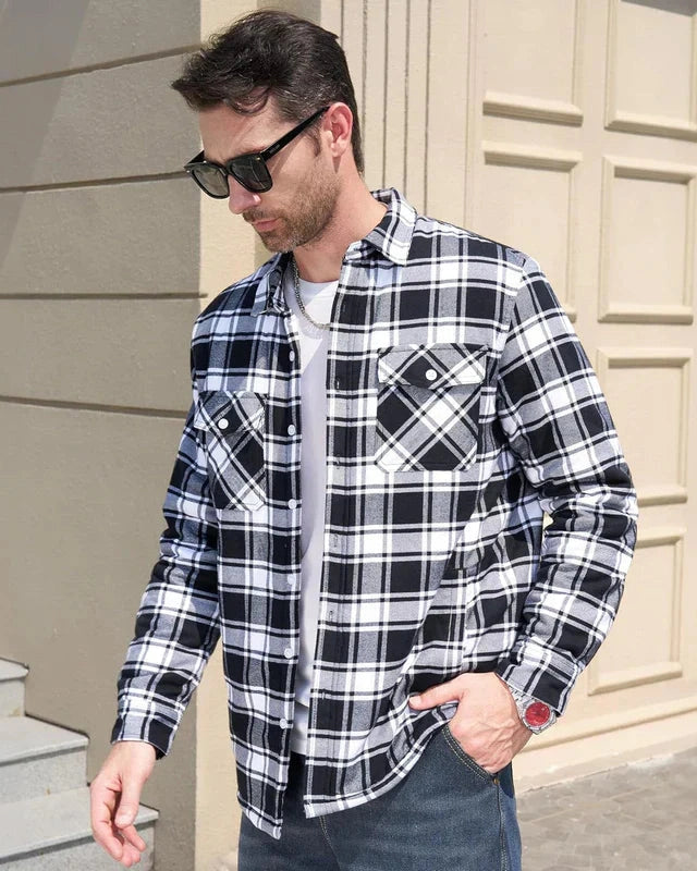 Aurazio Giacca in flanella con fodera sherpa da uomo